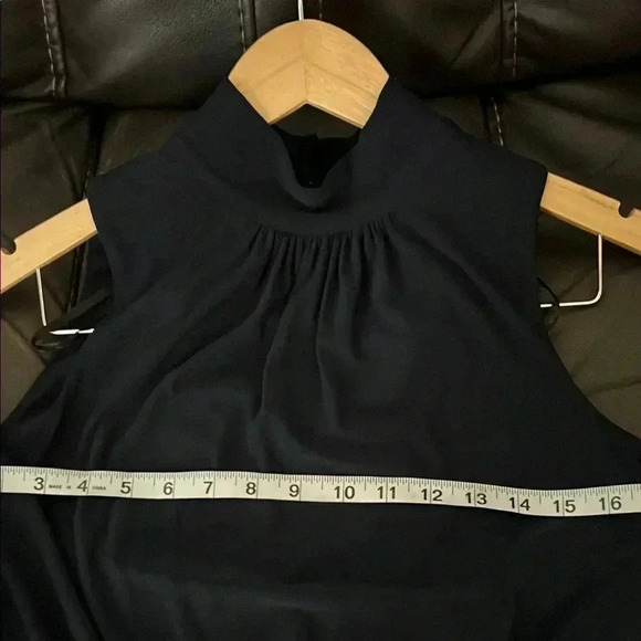 Women's Blue Sleeveless Jumpsuit Mock Neck - Wide Legs Very Cute Corporate Look - Picture 13 of 14